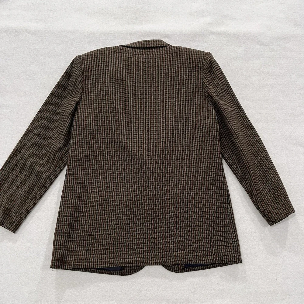 Sag Harbor Vintage Wool Blend Houndstooth Women's Blazer Jacket Casual Size 12